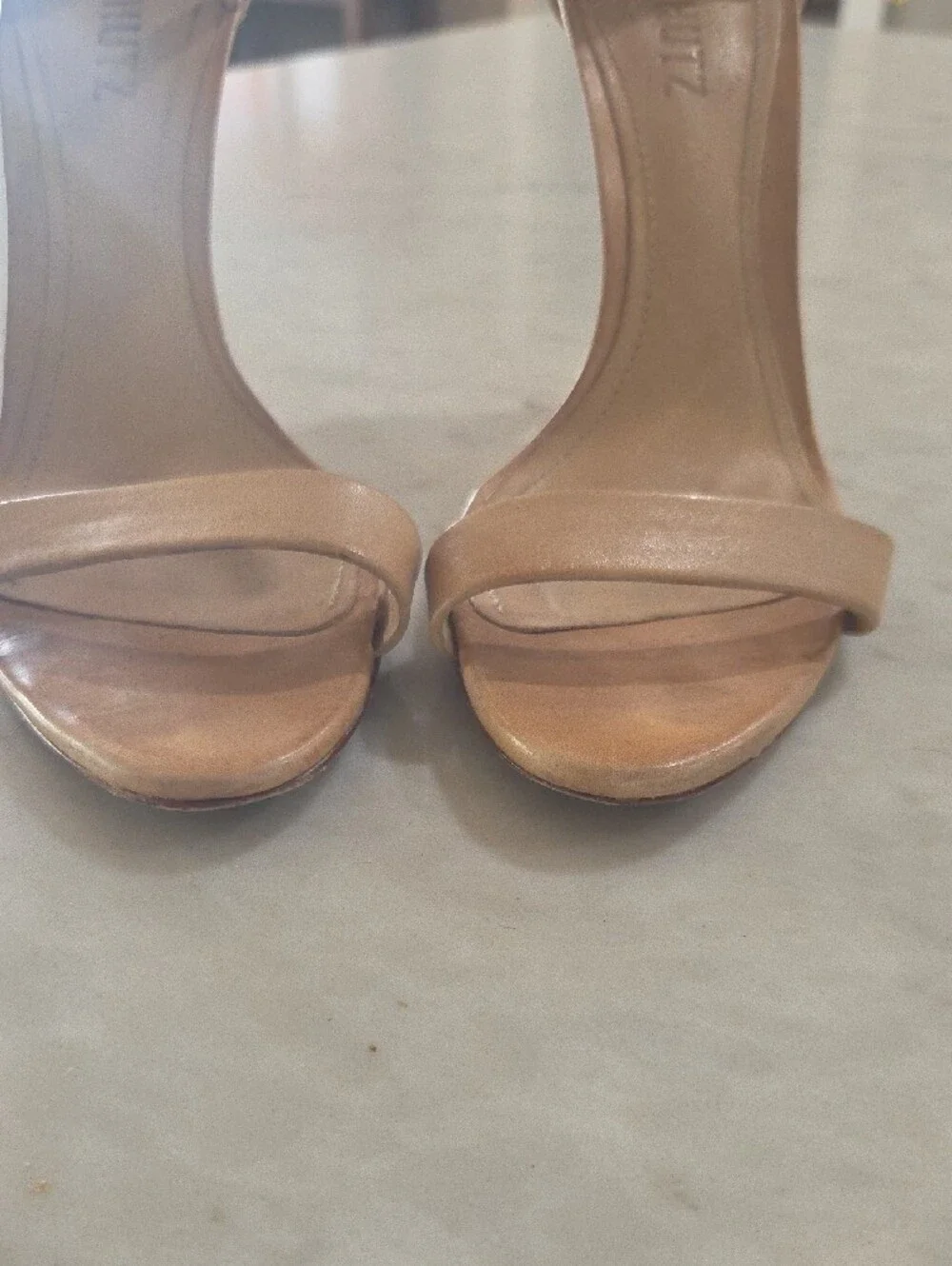 SCHUTZ Tan Open-Toe Ankle-Strap Heels